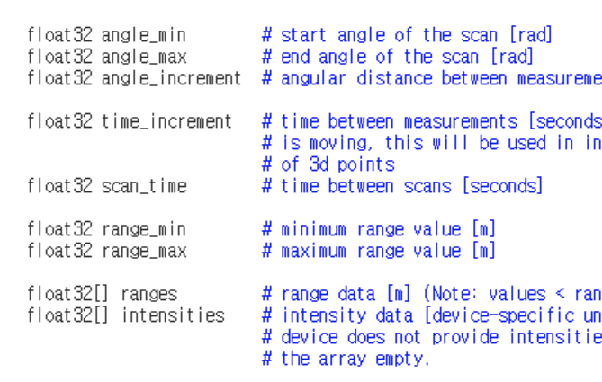 sensor_msgs/LaserScan 메시지 정의