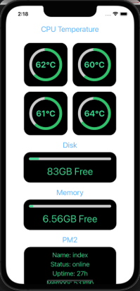 CPU / Disk / Memory / PM2 까지 채운 최종 화면